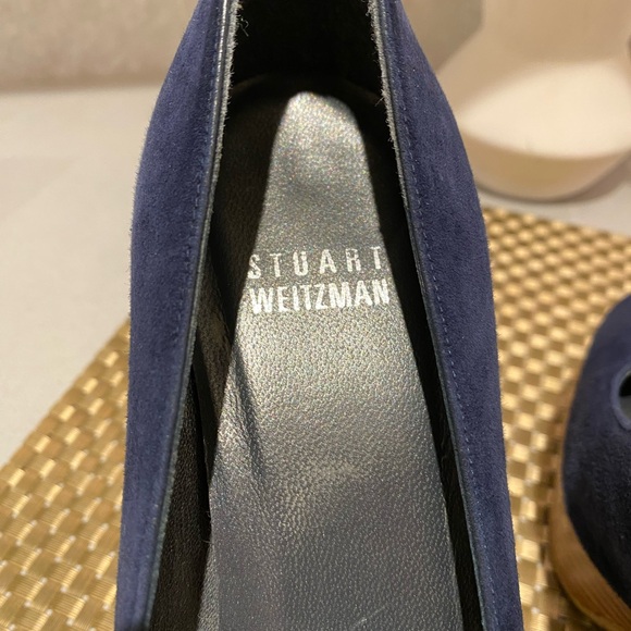 Stuart Weizman navy suede platforms size 6.5 - Picture 10 of 10